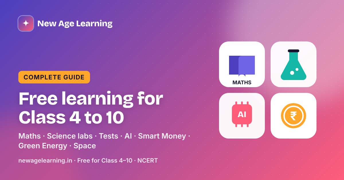 Free Learning for Class 4 to 10: Maths, Science Labs, Online Tests, AI, Smart Money, Green Energy and Space